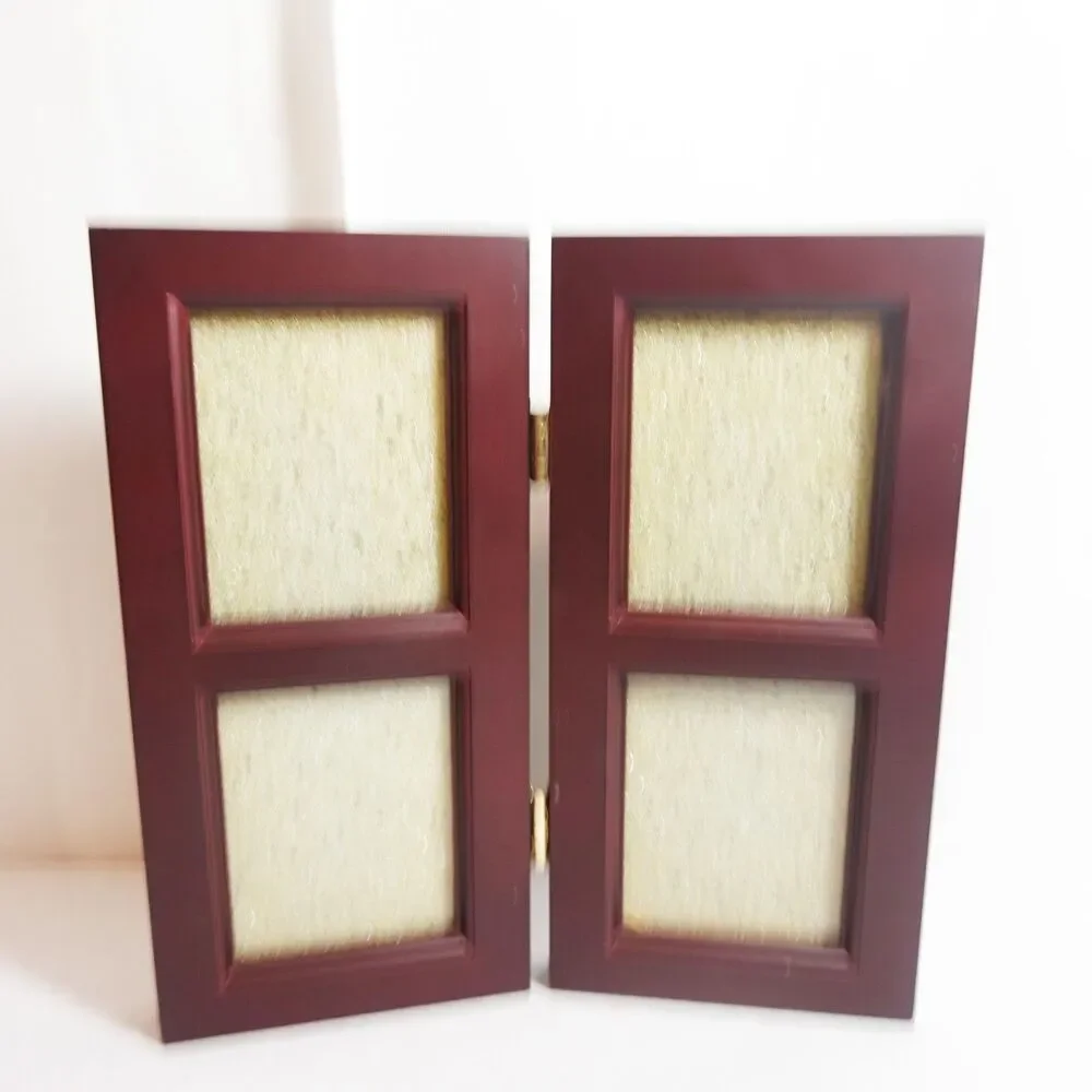 wooden Bi-Fold Hinged  Picture Frame, 4 pictures small 2 x3 photos